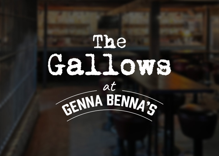 interior image of The Gallows with text overlay: The Gallows at Genna Benna's